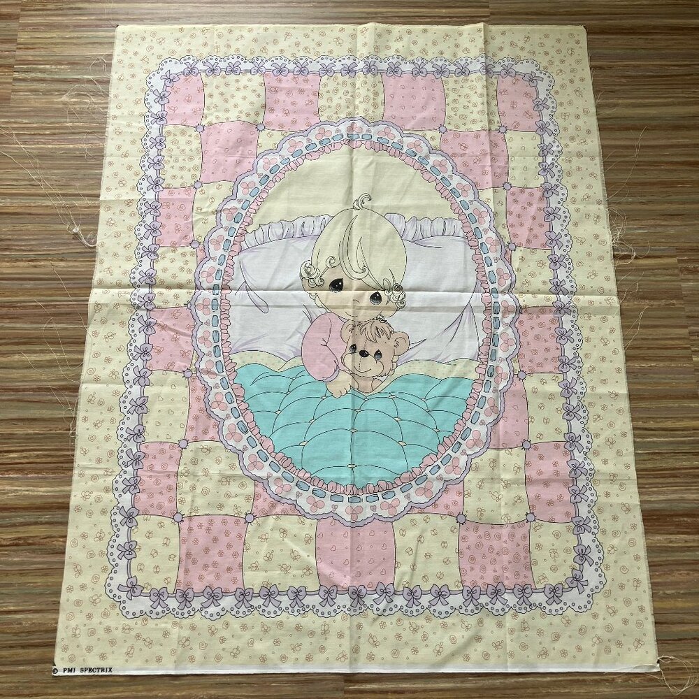 Precious Moments Crib Size Fabric Panel Pink/Yellow Vintage Spectrix 35x44"